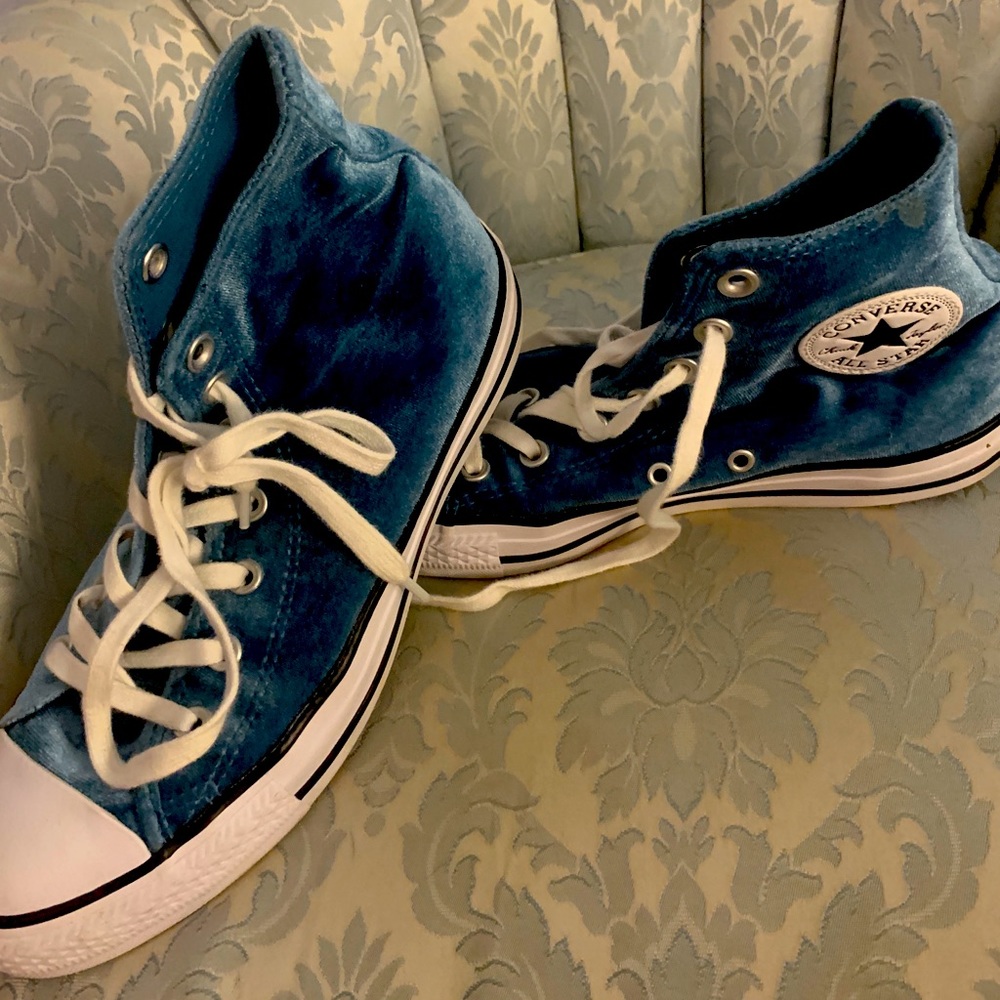 Blue Velvet Converse High Tops